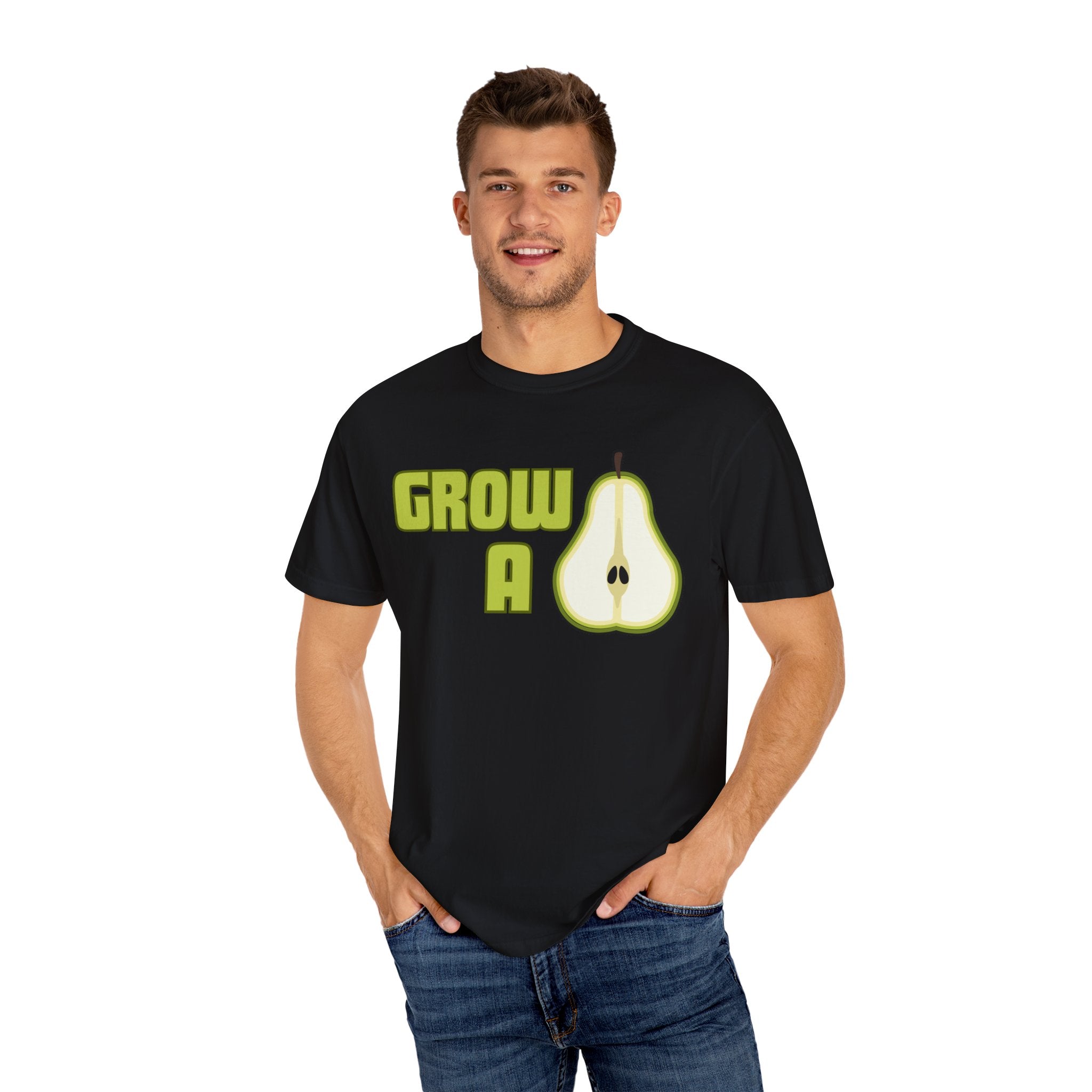 Grow a Pear Unisex Garment-Dyed T-Shirt - Fun and Playful Graphic Tee