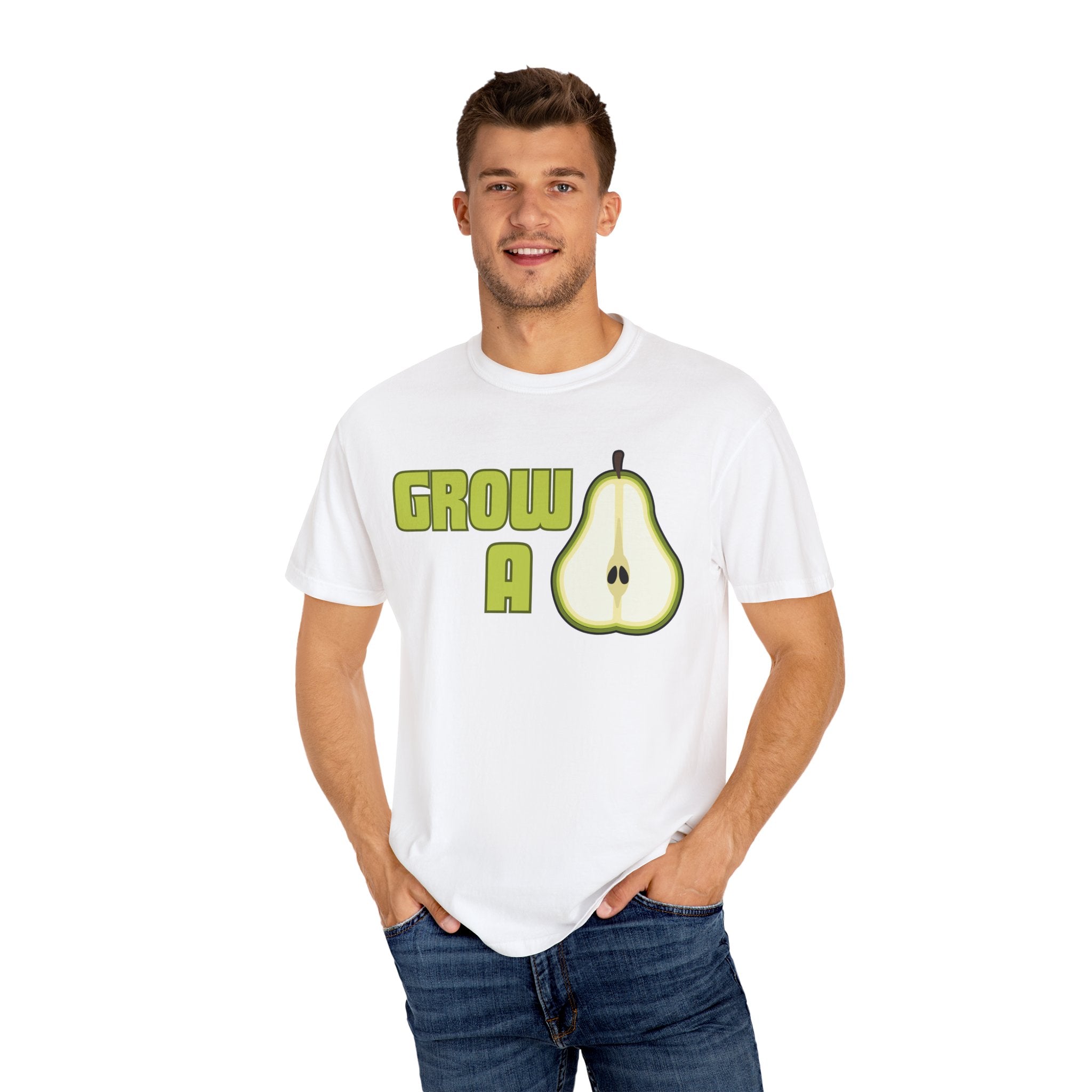 Grow a Pear Unisex Garment-Dyed T-Shirt - Fun and Playful Graphic Tee