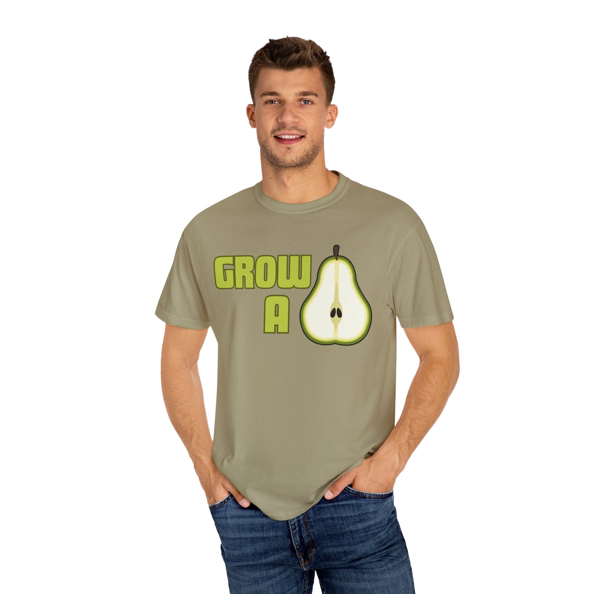 Grow a Pear Unisex Garment-Dyed T-Shirt - Fun and Playful Graphic Tee