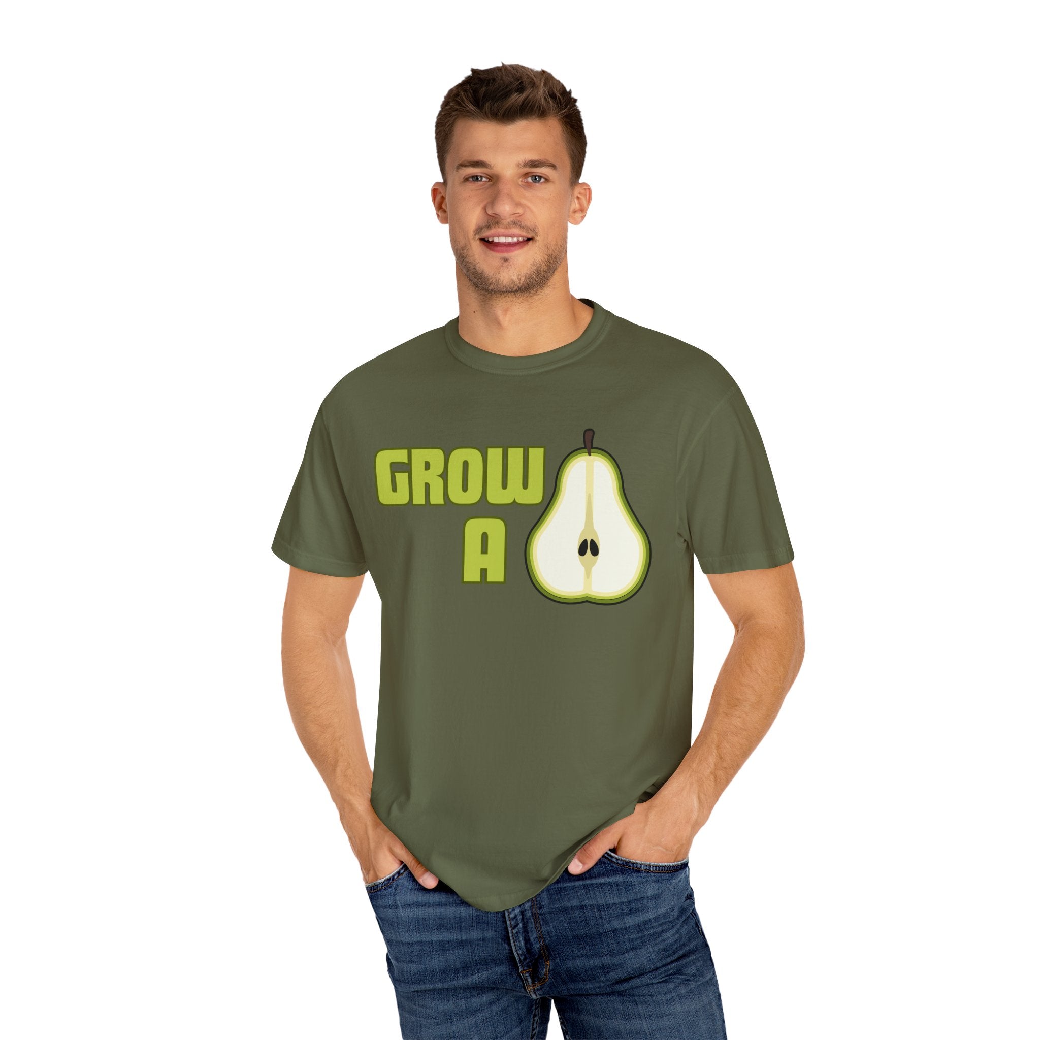 Grow a Pear Unisex Garment-Dyed T-Shirt - Fun and Playful Graphic Tee